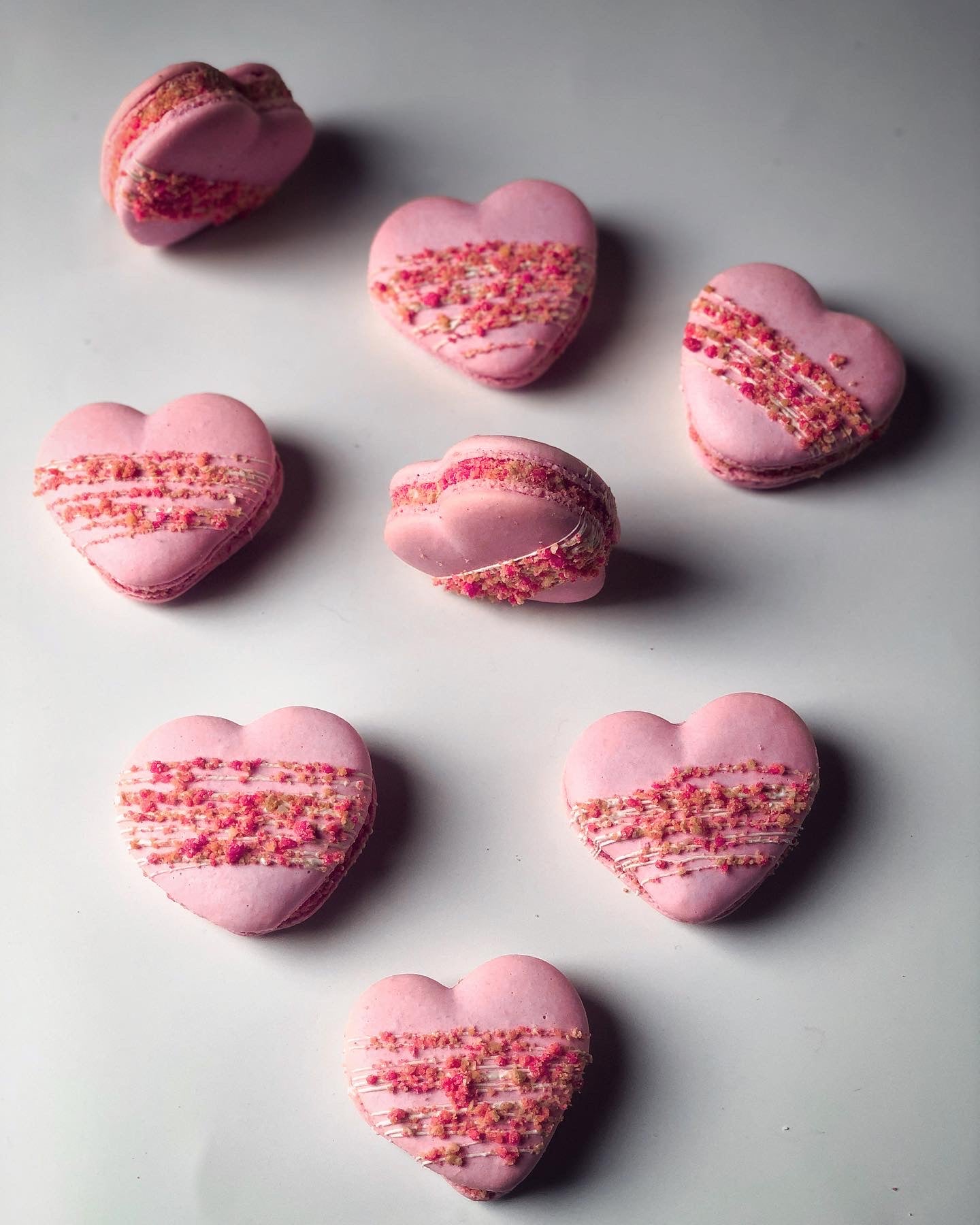 Strawberry Shortcake Heart Macarons